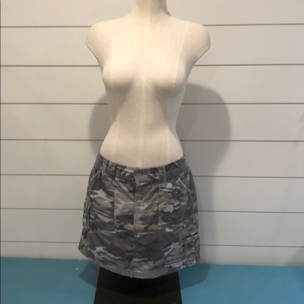Personal Identity grey camo mini skirt